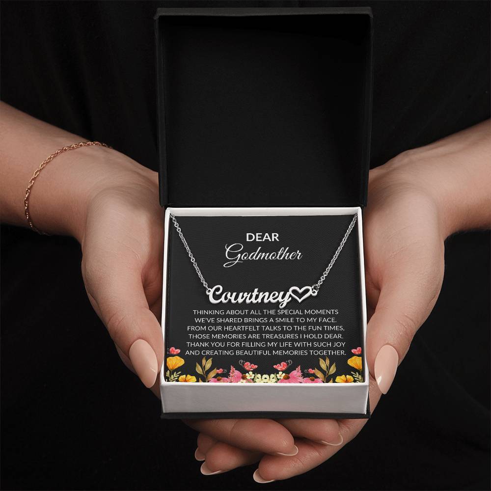 Heart Name Necklace for Dear Godmother | A Unique Gift Filled with Love | Godmother Gift