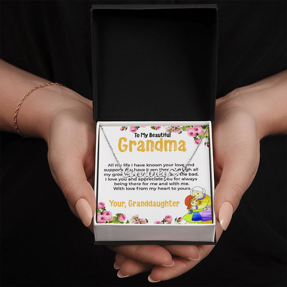To My Beautiful Grandma | Heart Name Necklace Gift from Granddaughter | Gift for Grandma