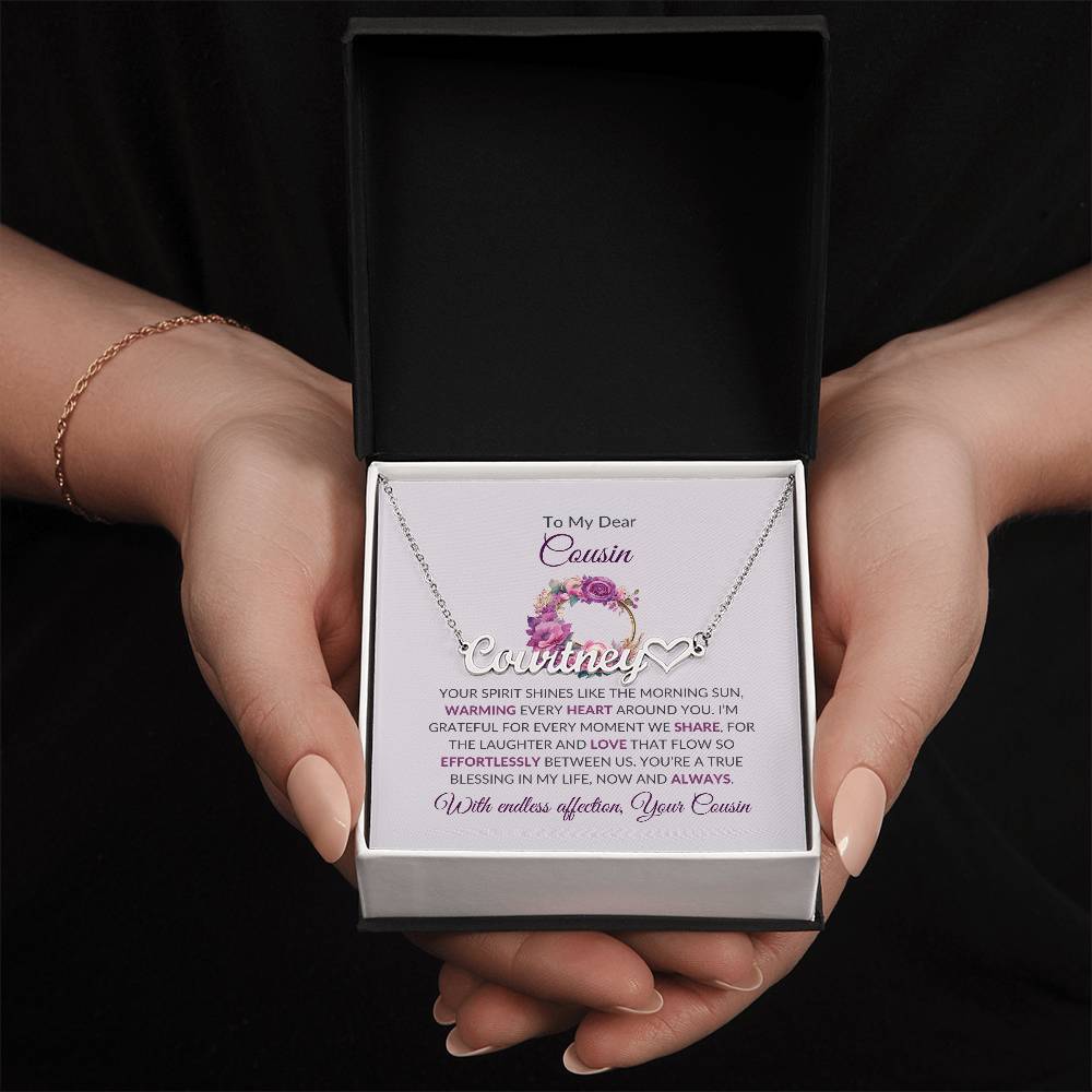 Custom Name Necklace | Cousin Necklace | To My Dear Cousin - Heart Name Necklace | Cousin Friendship Necklace