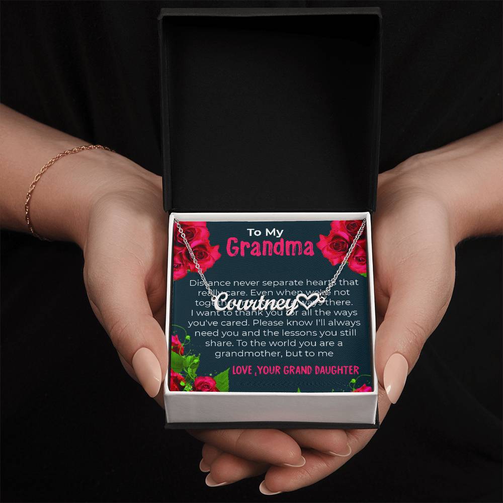 To My Grandma | Elegant Custom Heart Name Necklace Gift from Granddaughter | Gift for Grandma