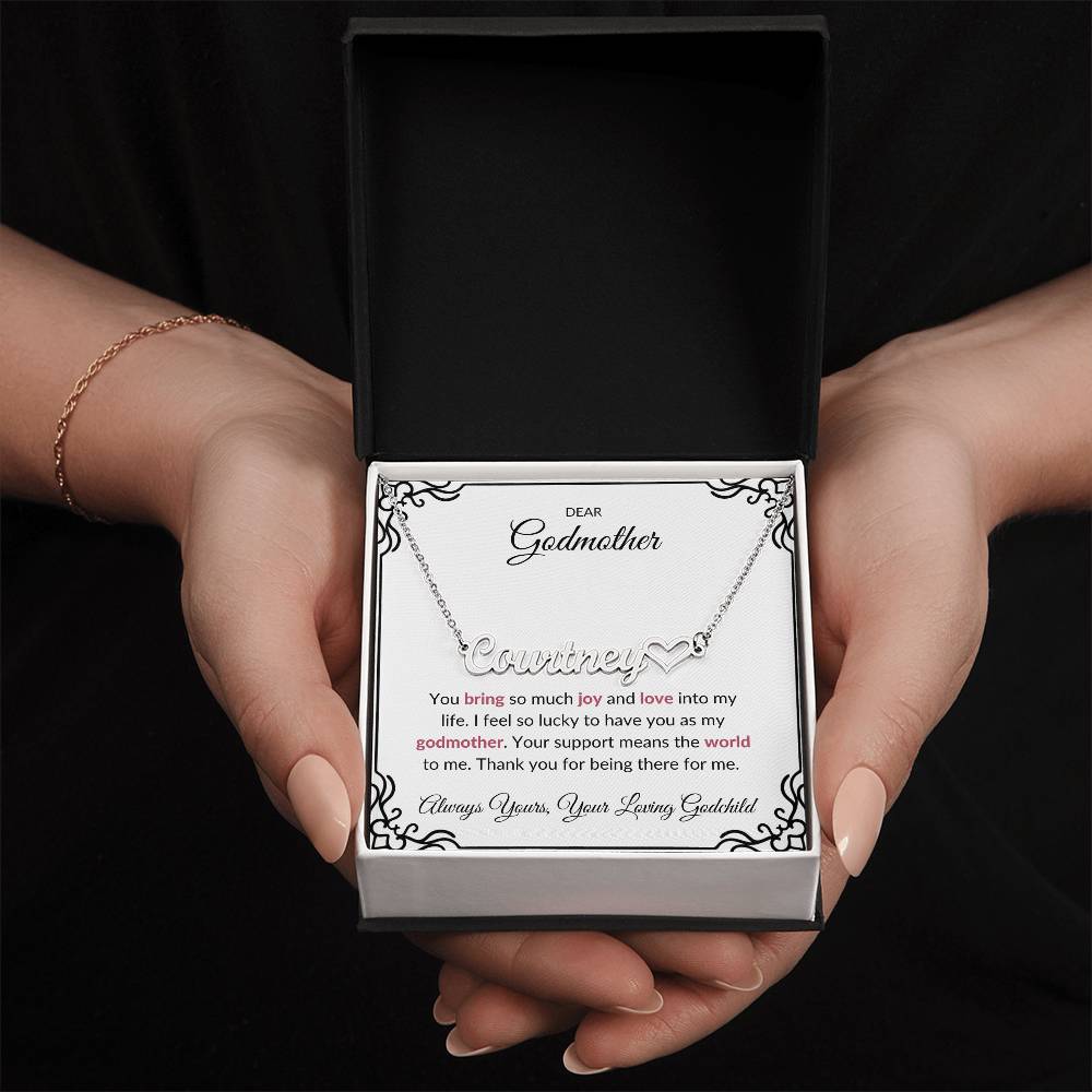 Heart Name Necklace for Lovely Godmother | A Cherished Reminder of Your Bond | Godmother Gift