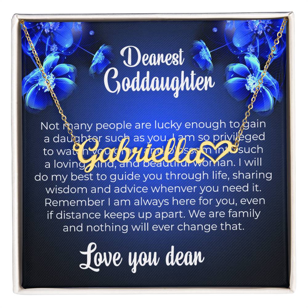 To My Dearest Goddaughter | Unique Heart Name Necklace with a Special Card