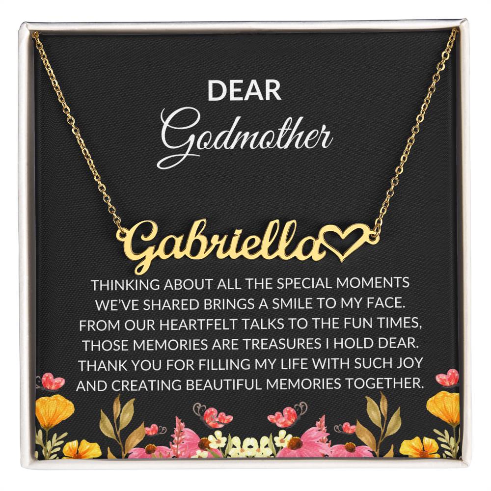 Heart Name Necklace for Dear Godmother | A Unique Gift Filled with Love | Godmother Gift