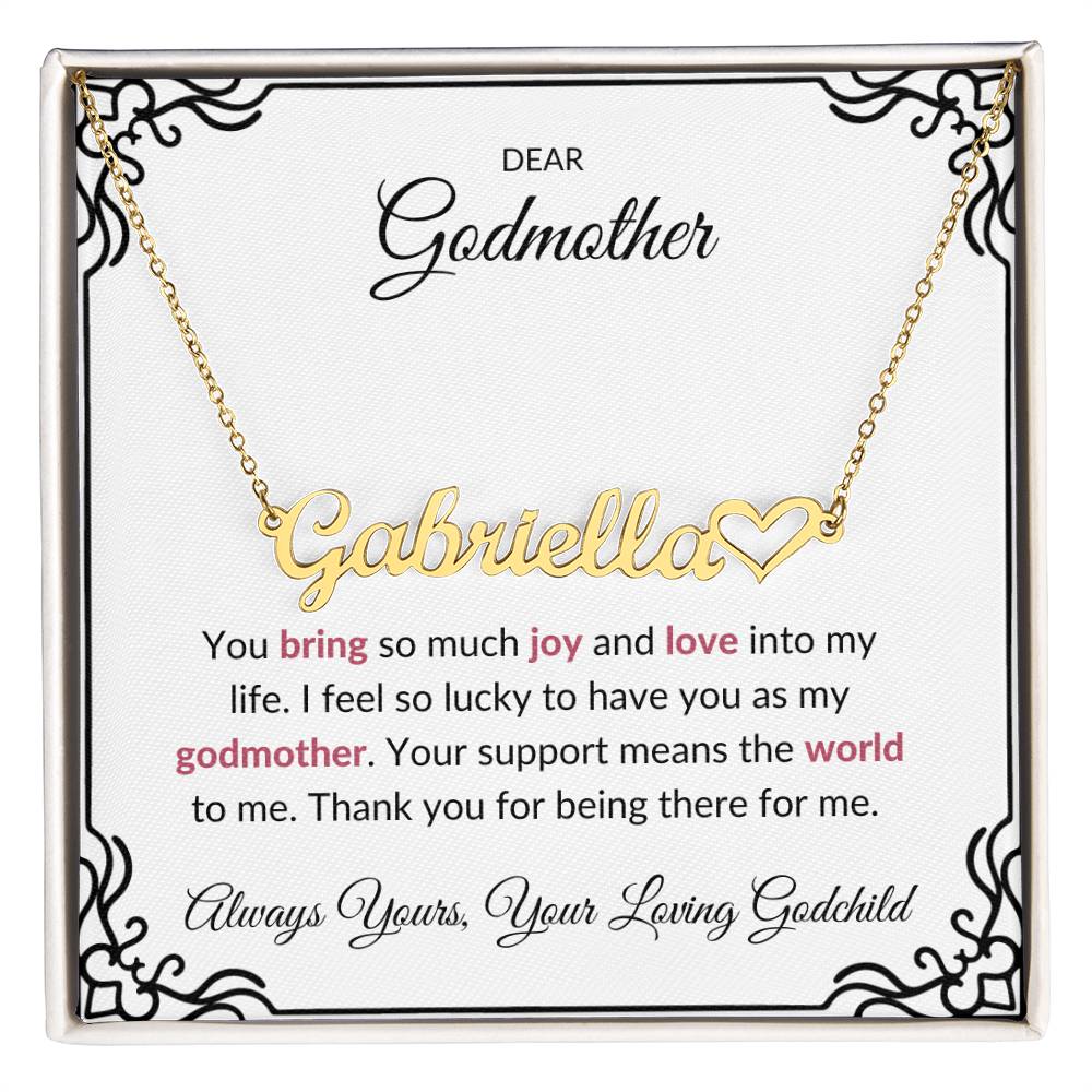 Heart Name Necklace for Lovely Godmother | A Cherished Reminder of Your Bond | Godmother Gift