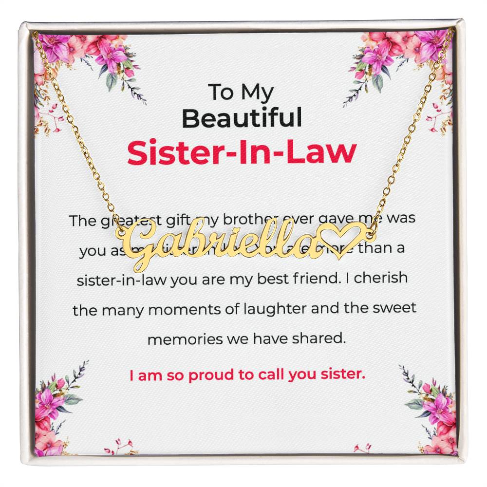 To My Beautiful Sister-in-law Necklace | Heart Shape Pendant | Sister-in-Law Gift