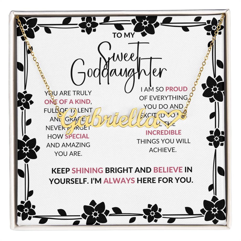 To My Sweet Goddaughter | Personalized Heart Name Necklace to Show Love