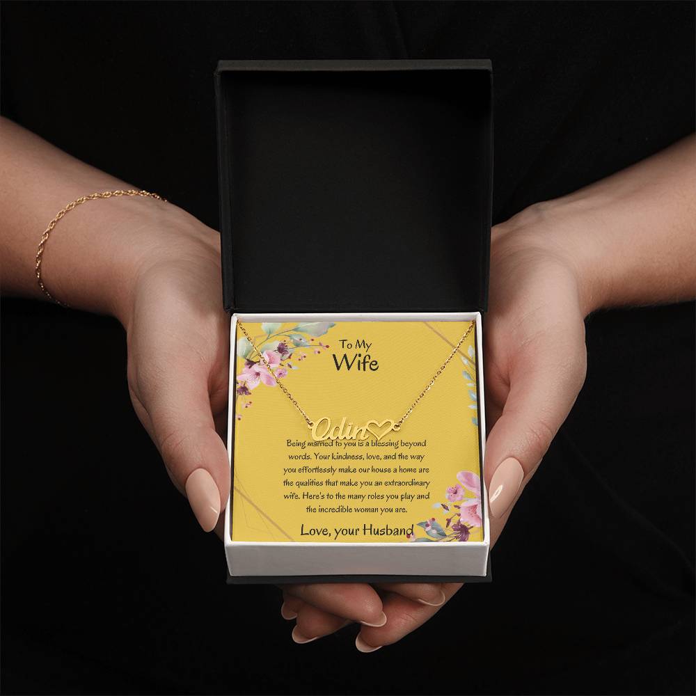 To My Wife, My Universe - Personalized Heart Name Necklace with Special Message
