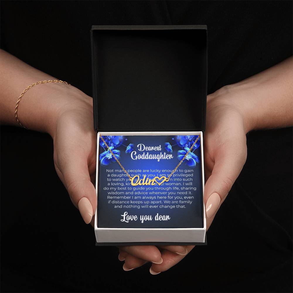 To My Dearest Goddaughter | Unique Heart Name Necklace with a Special Card