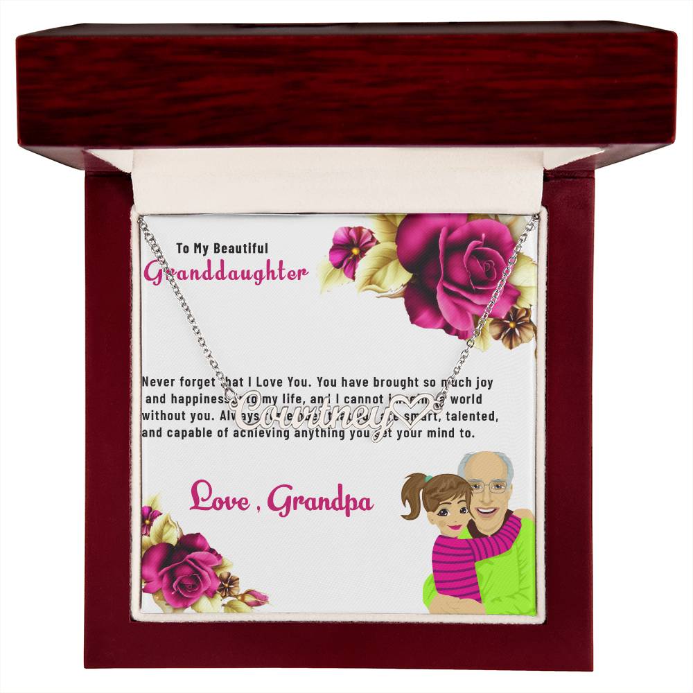 To My Beautiful Granddaughter Necklace | Custom Heart Name Necklace Gift from Grandpa