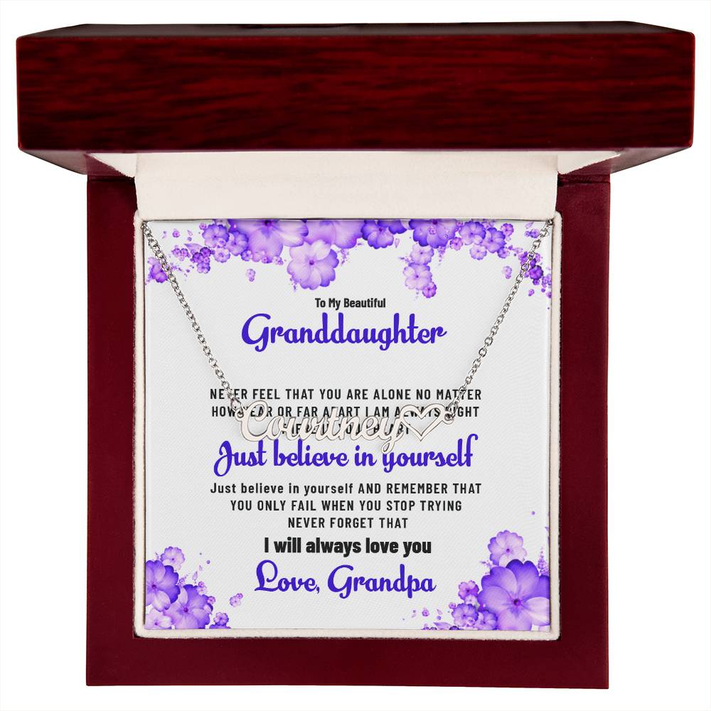 To My Lovely Granddaughter Necklace | Custom Heart Name Necklace Gift from Grandpa