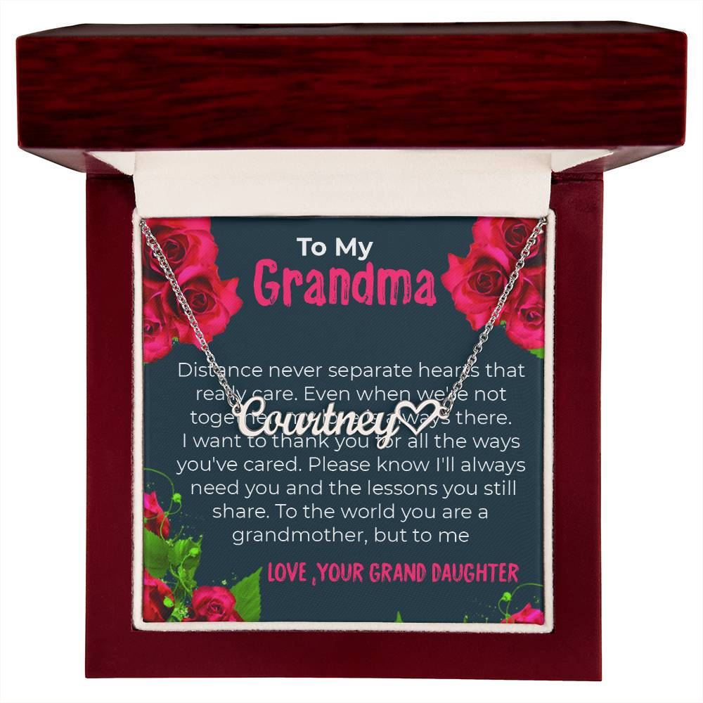 To My Grandma | Elegant Custom Heart Name Necklace Gift from Granddaughter | Gift for Grandma