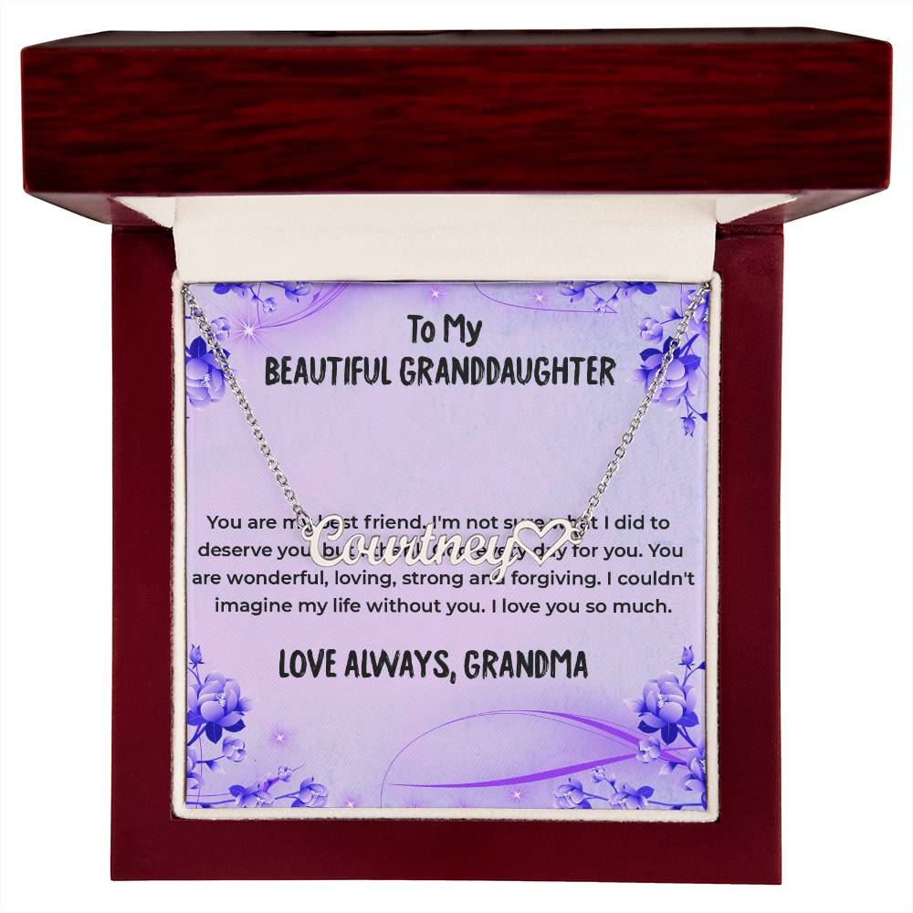 To My Wonderful Granddaughter Necklace | Custom Heart Name Necklace Gift from Grandma