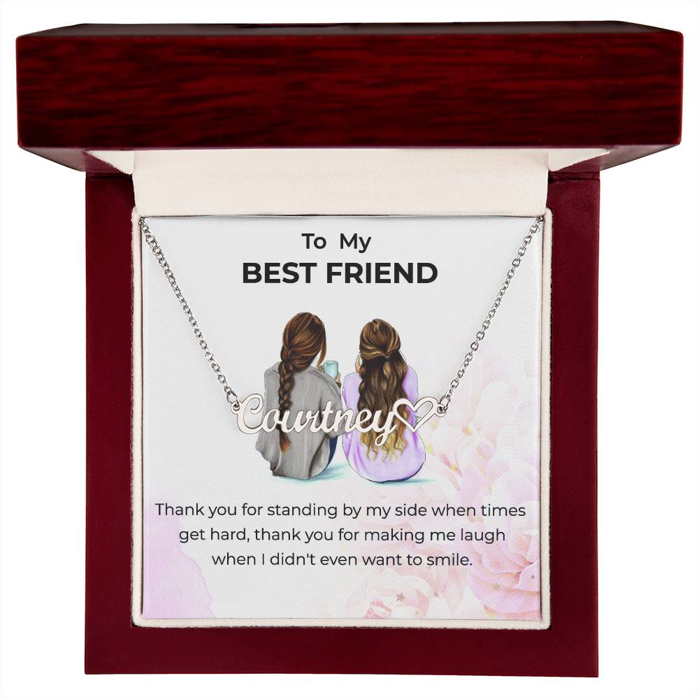 Heart Name Necklace | To My Bestie Thank You - Personalized Necklace | Friendship Gift