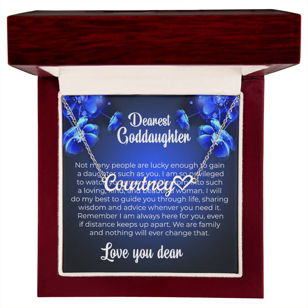 To My Dearest Goddaughter | Unique Heart Name Necklace with a Special Card