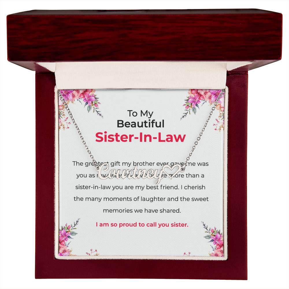 To My Beautiful Sister-in-law Necklace | Heart Shape Pendant | Sister-in-Law Gift