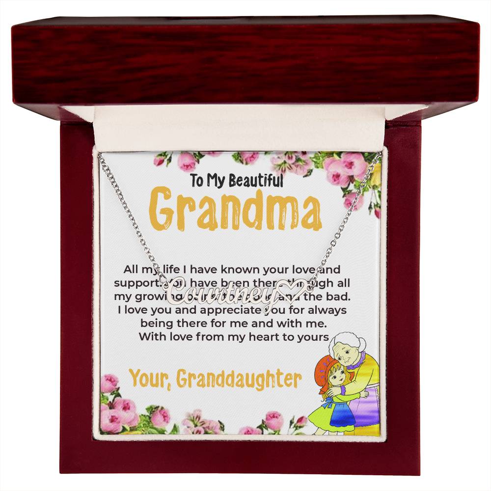 To My Beautiful Grandma | Heart Name Necklace Gift from Granddaughter | Gift for Grandma