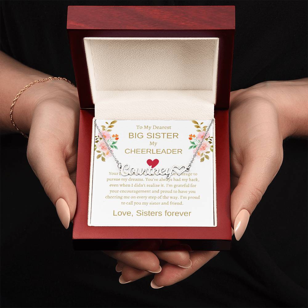 To My Dearest Big Sister Heart Name Necklace | Gift for Sister | Necklace Gift for Sister