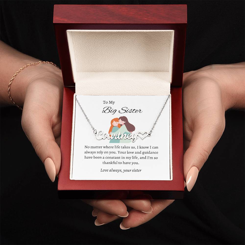 To My Big Sister Heartfelt Heart Name Necklace | Gift for Sister | Necklace Gift for Sister