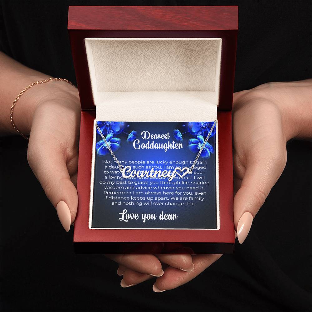 To My Dearest Goddaughter | Unique Heart Name Necklace with a Special Card