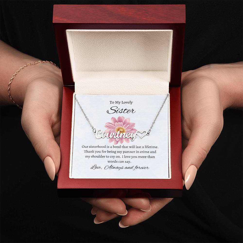 To My Lovely Sister Heart Name Necklace | Gift for Sister | Necklace Gift for Sister