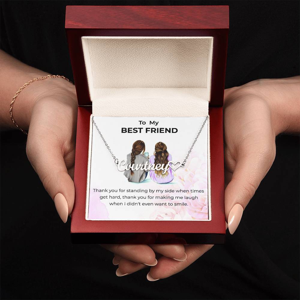 Heart Name Necklace | To My Bestie Thank You - Personalized Necklace | Friendship Gift