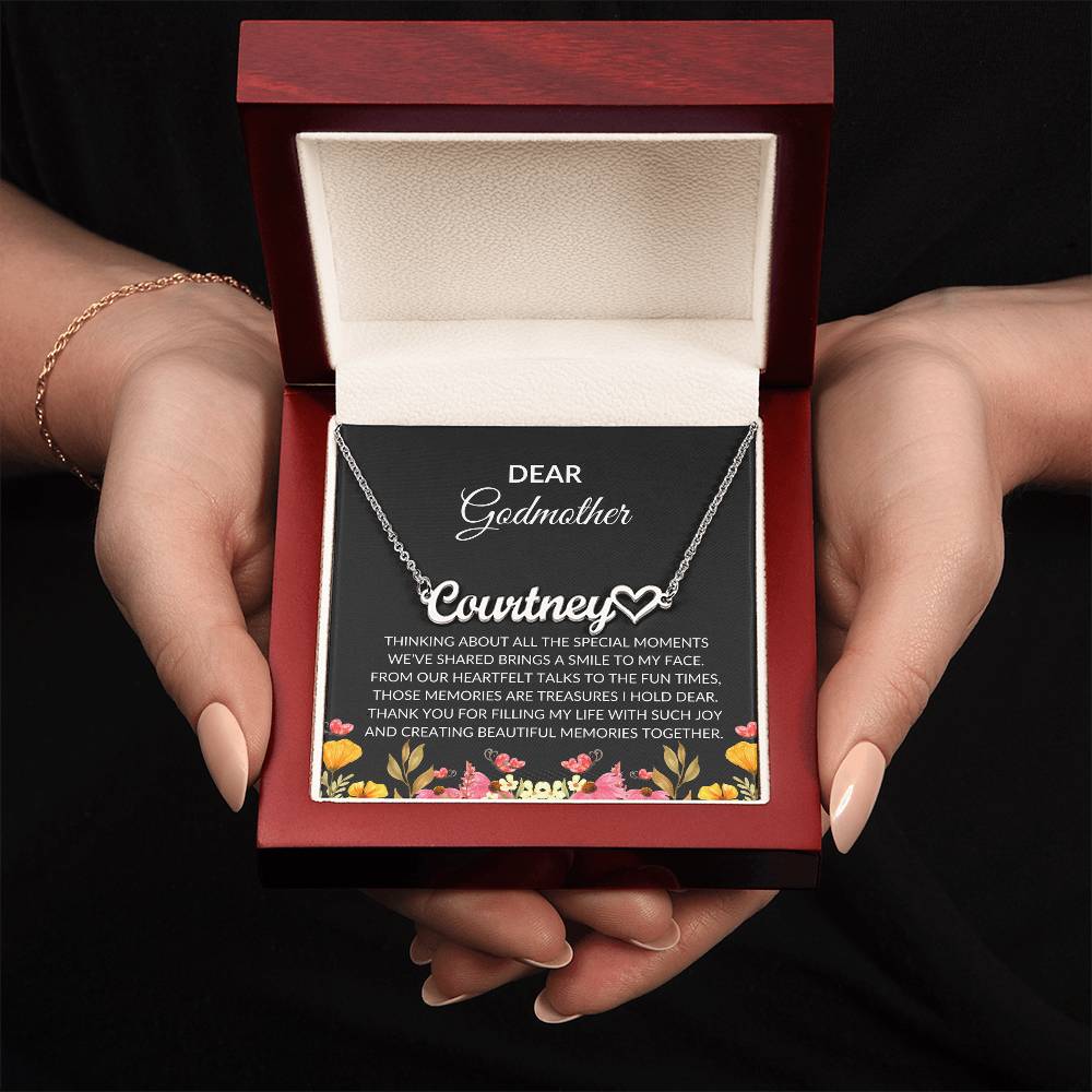 Heart Name Necklace for Dear Godmother | A Unique Gift Filled with Love | Godmother Gift