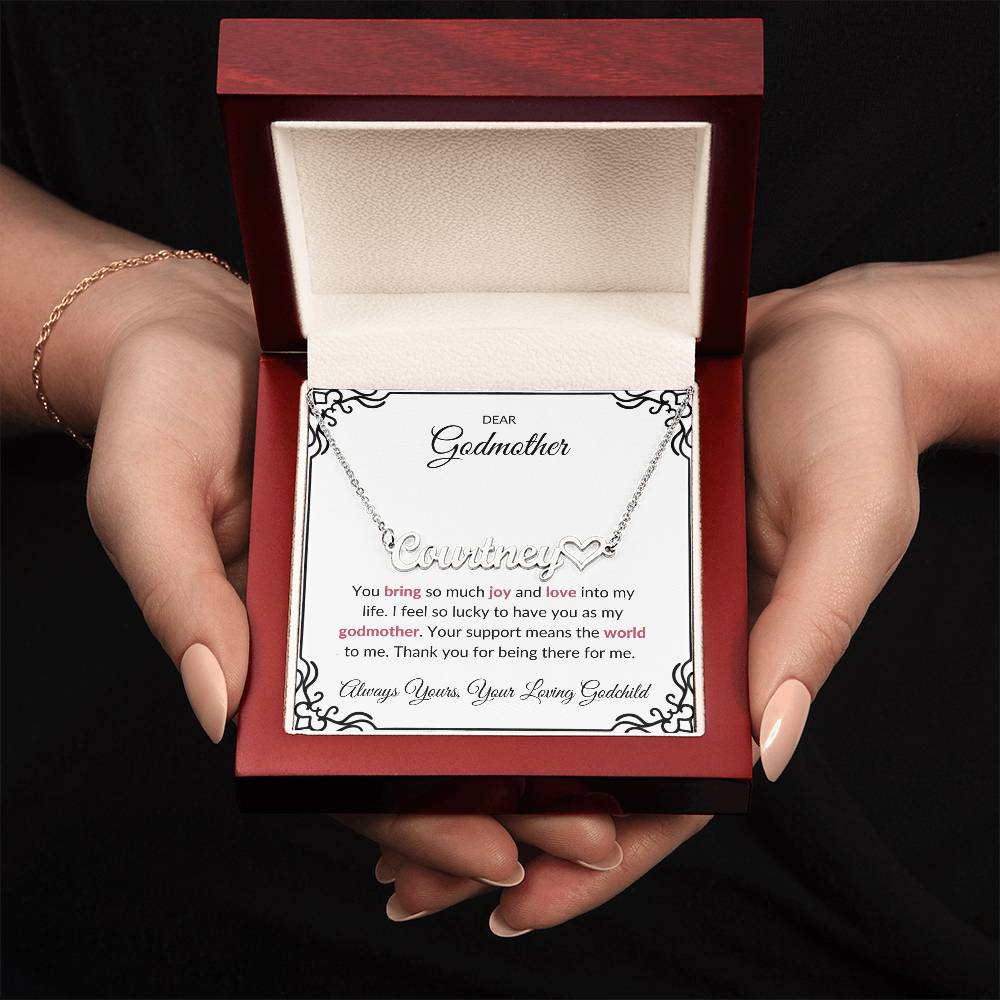 Heart Name Necklace for Lovely Godmother | A Cherished Reminder of Your Bond | Godmother Gift