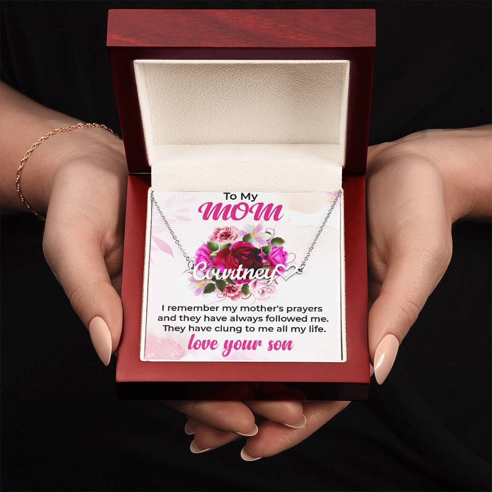 To My Mom | Heart-Shaped Name Necklace Gift from Son