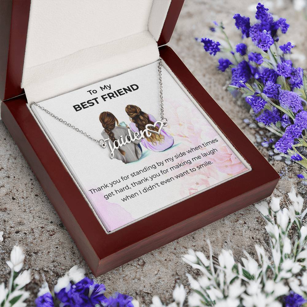 Heart Name Necklace | To My Bestie Thank You - Personalized Necklace | Friendship Gift