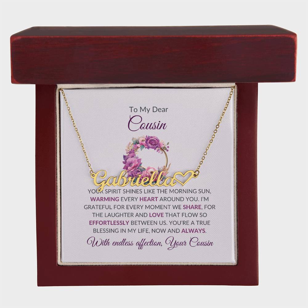 Custom Name Necklace | Cousin Necklace | To My Dear Cousin - Heart Name Necklace | Cousin Friendship Necklace