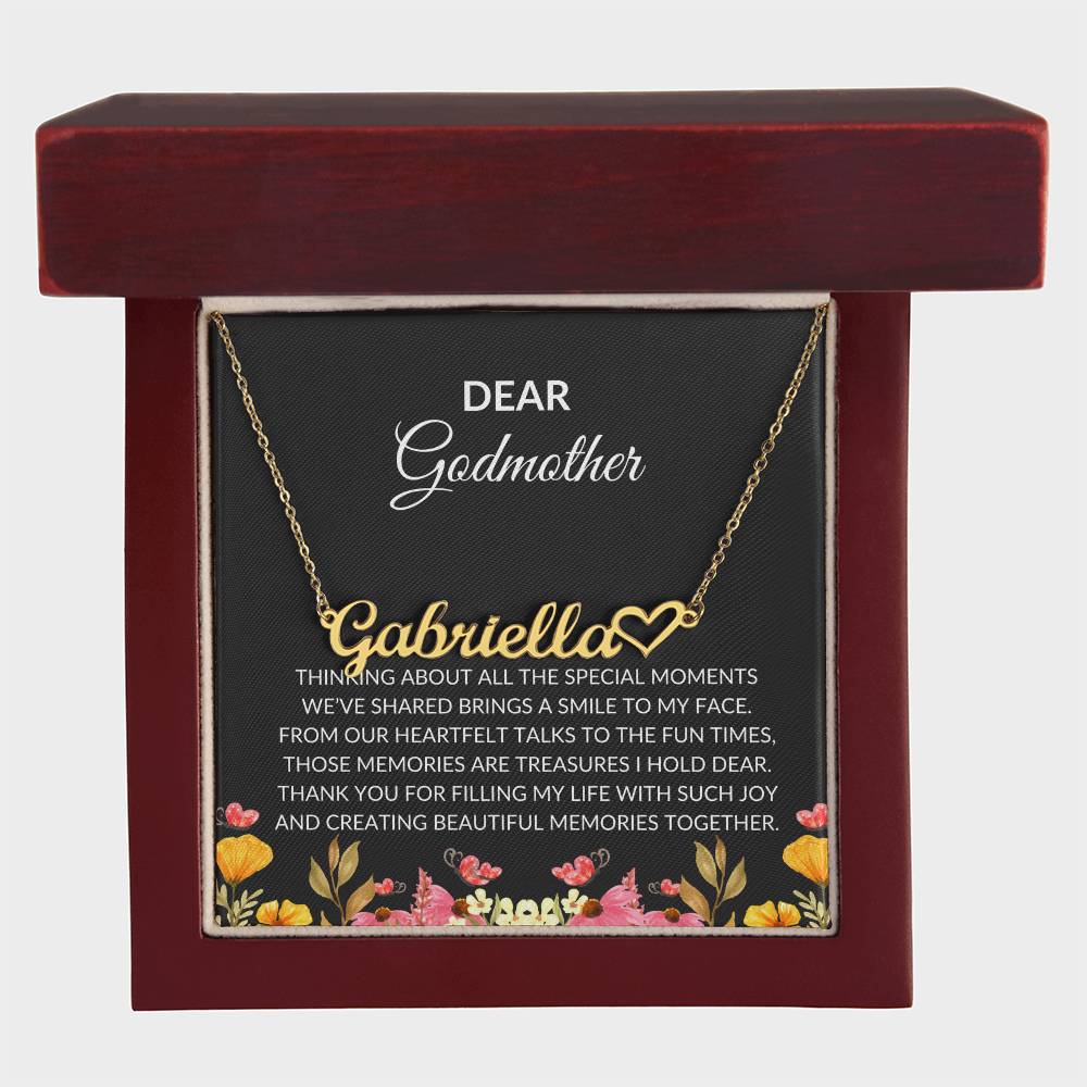 Heart Name Necklace for Dear Godmother | A Unique Gift Filled with Love | Godmother Gift