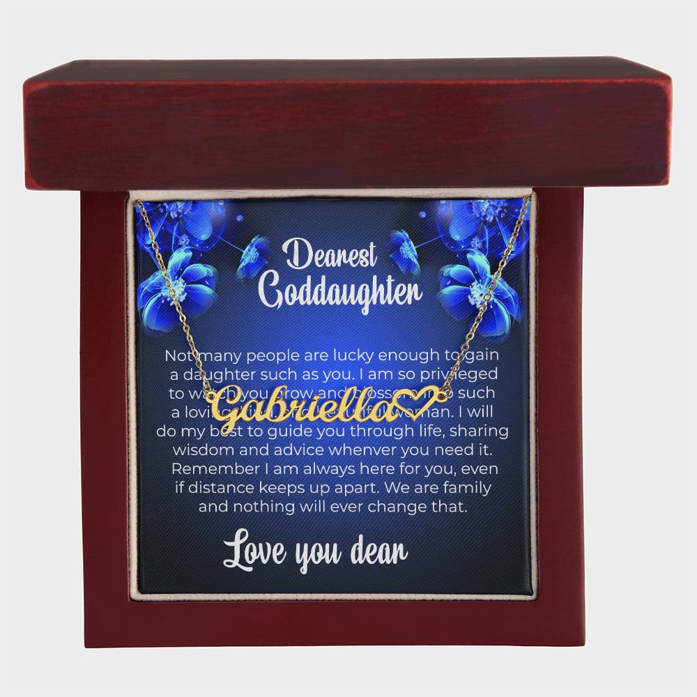 To My Dearest Goddaughter | Unique Heart Name Necklace with a Special Card