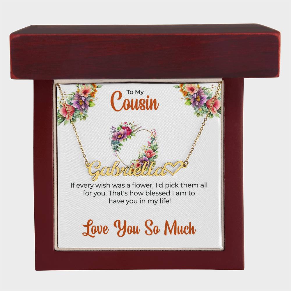 Custom Name Necklace | Cousin Necklace | To My Cousin My Best Friend - Heart Name Necklace | Cousin Friendship Necklace