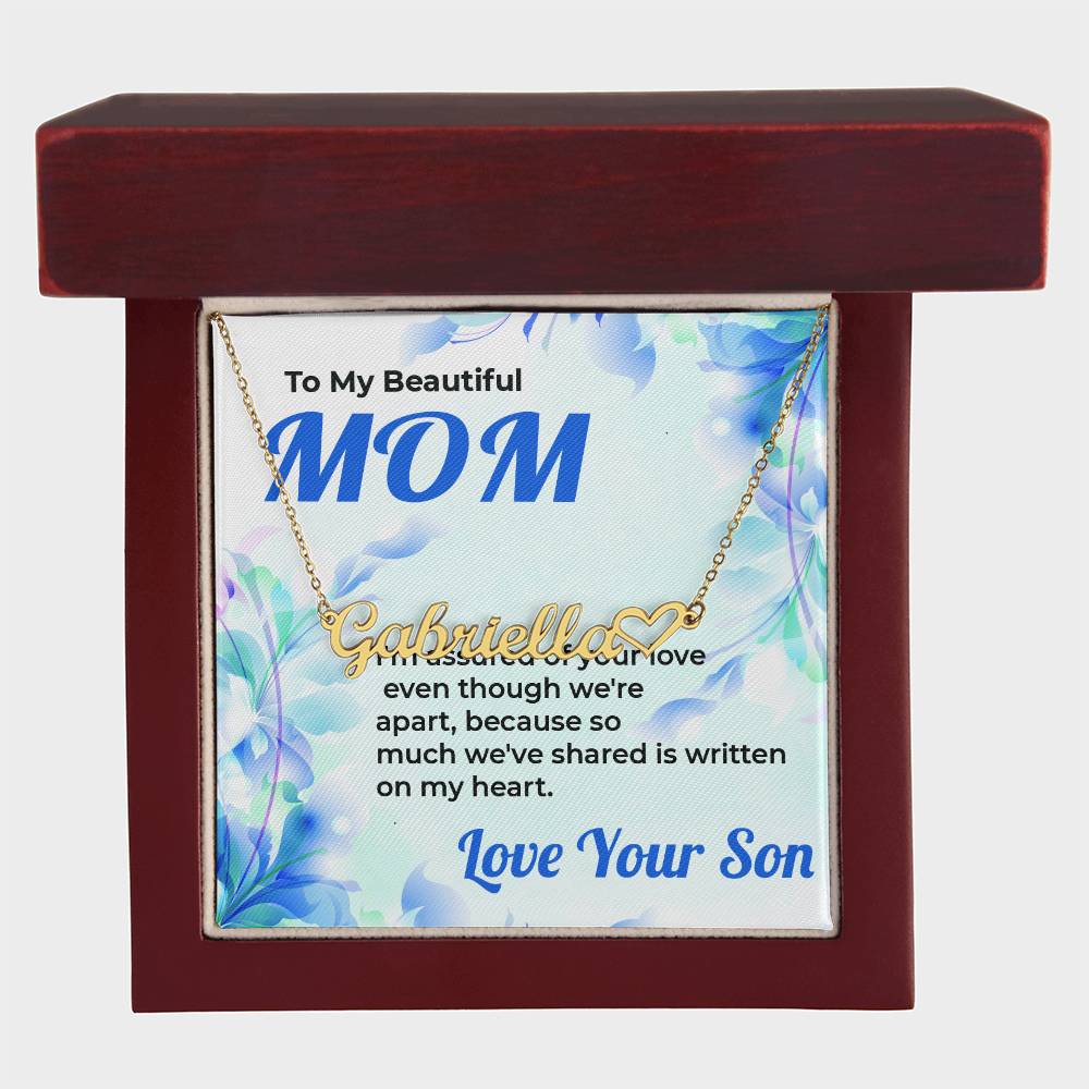 To My Beautiful Mom | Custom Heart Necklace Gift from Son