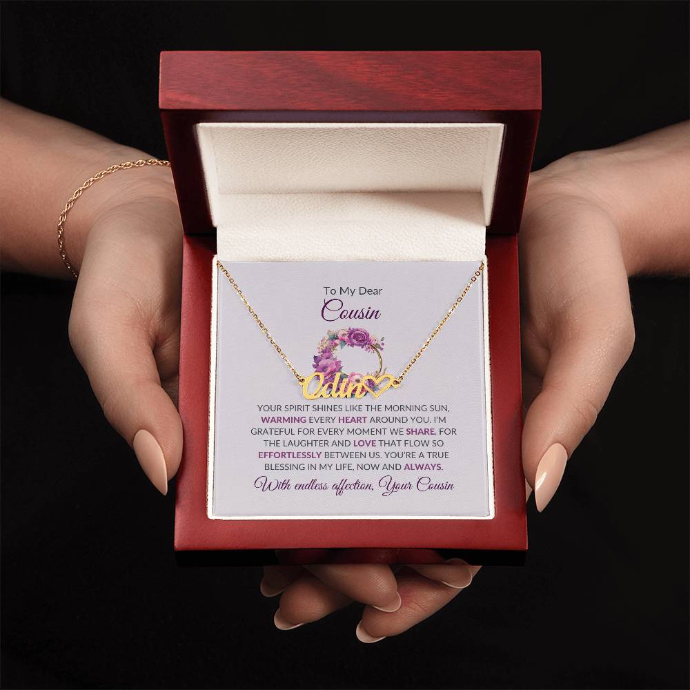 Custom Name Necklace | Cousin Necklace | To My Dear Cousin - Heart Name Necklace | Cousin Friendship Necklace