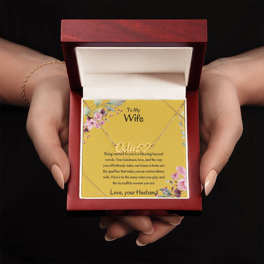 To My Wife, My Universe - Personalized Heart Name Necklace with Special Message