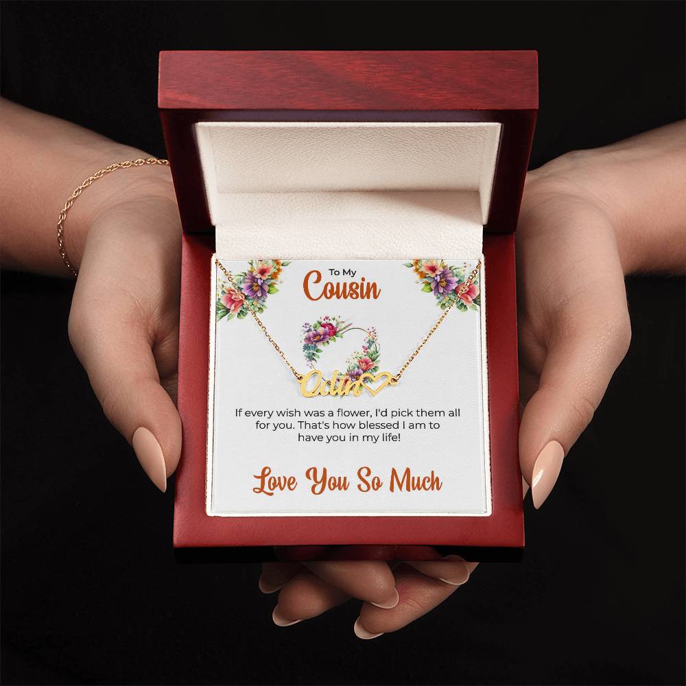 Custom Name Necklace | Cousin Necklace | To My Cousin My Best Friend - Heart Name Necklace | Cousin Friendship Necklace