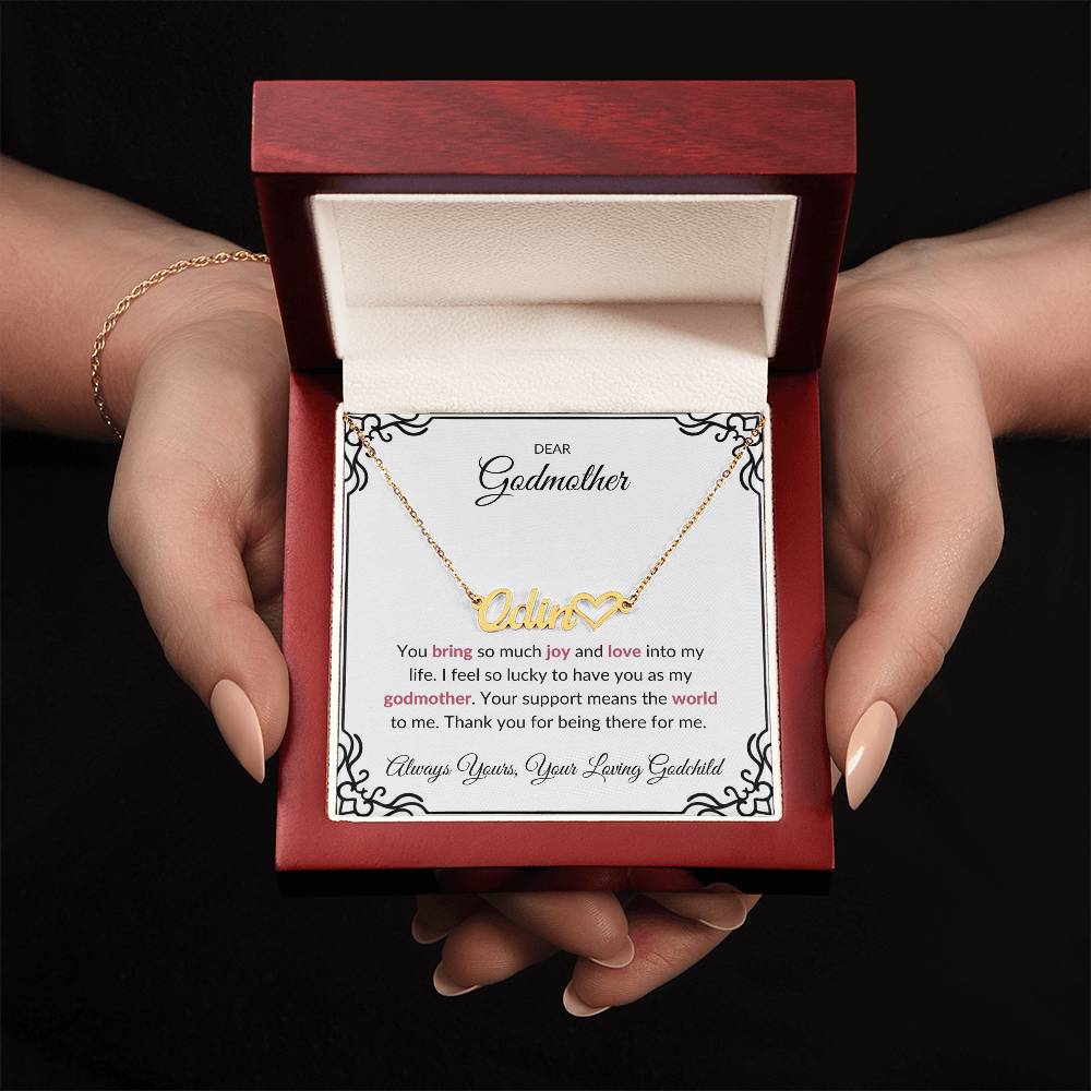 Heart Name Necklace for Lovely Godmother | A Cherished Reminder of Your Bond | Godmother Gift