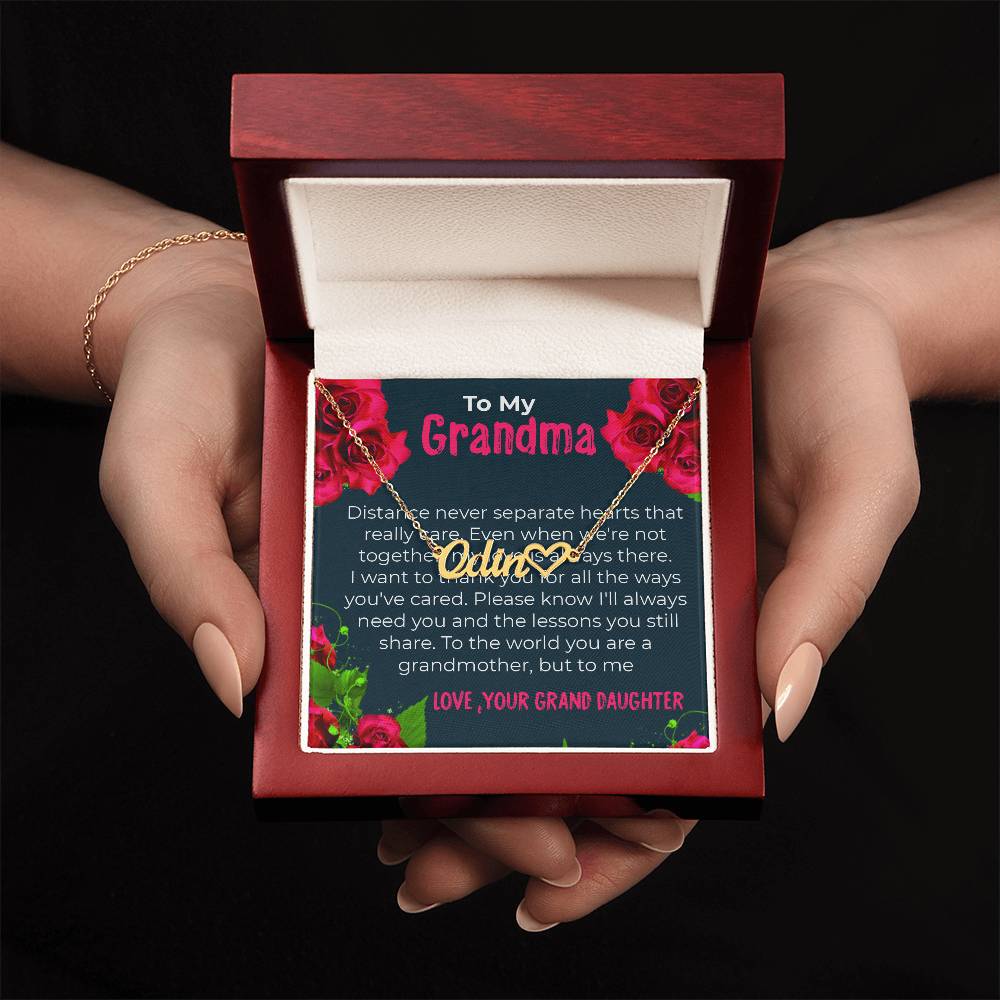 To My Grandma | Elegant Custom Heart Name Necklace Gift from Granddaughter | Gift for Grandma