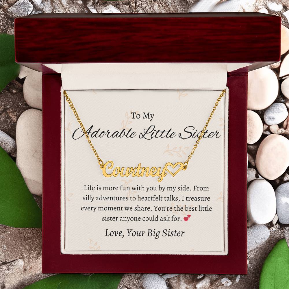 To My Adorable Sister Heart Name Jewelry | Gift for Sister | Necklace Gift for Sister