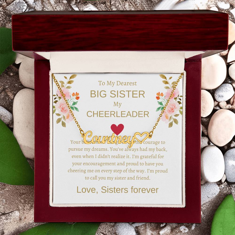 To My Dearest Big Sister Heart Name Necklace | Gift for Sister | Necklace Gift for Sister
