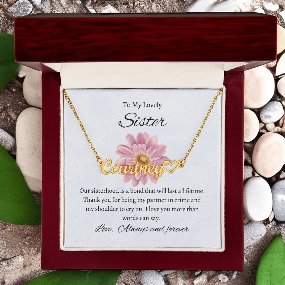To My Lovely Sister Heart Name Necklace | Gift for Sister | Necklace Gift for Sister