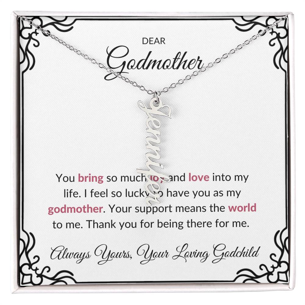 Vertical Name Necklace for Lovely Godmother | A Heartfelt Keepsake to Cherish | Godmother Gift