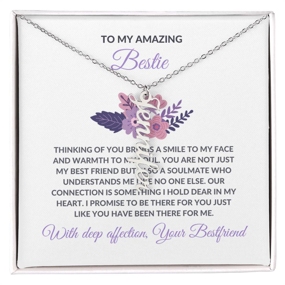 Vertical Name Necklace | To My Amazing Best Friend - Personalized Necklace | Friendship Necklace