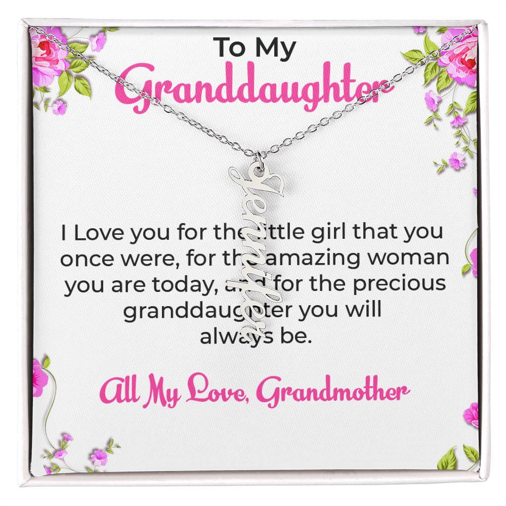 To My Special Granddaughter Necklace | Vertical Style Name Necklace Gift from Grandma