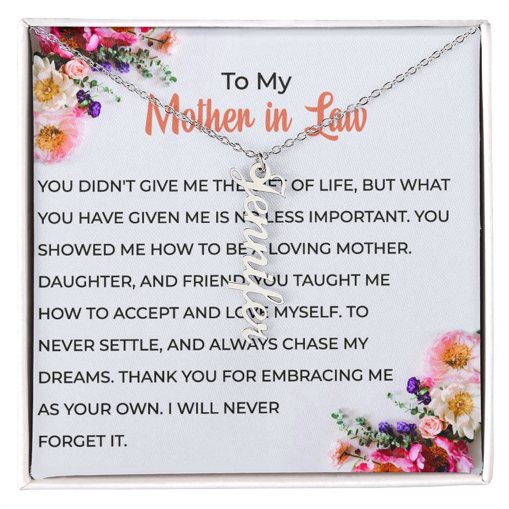 To My Cherished Mother-in-Law | Vertical Shaped Custom Name Necklace