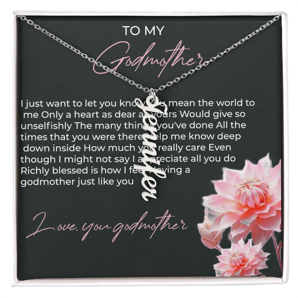 Vertical Name Necklace for Godmother | A Meaningful Gift to Celebrate Godmother Bond | Godmother Gift