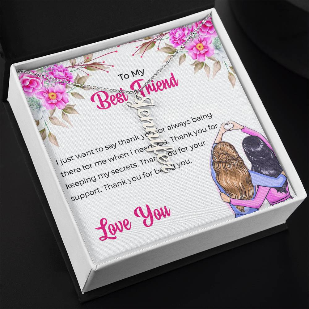 Vertical Name Necklace | To My Lifetime Best Friend - Personalized Necklace | Friendship Necklace