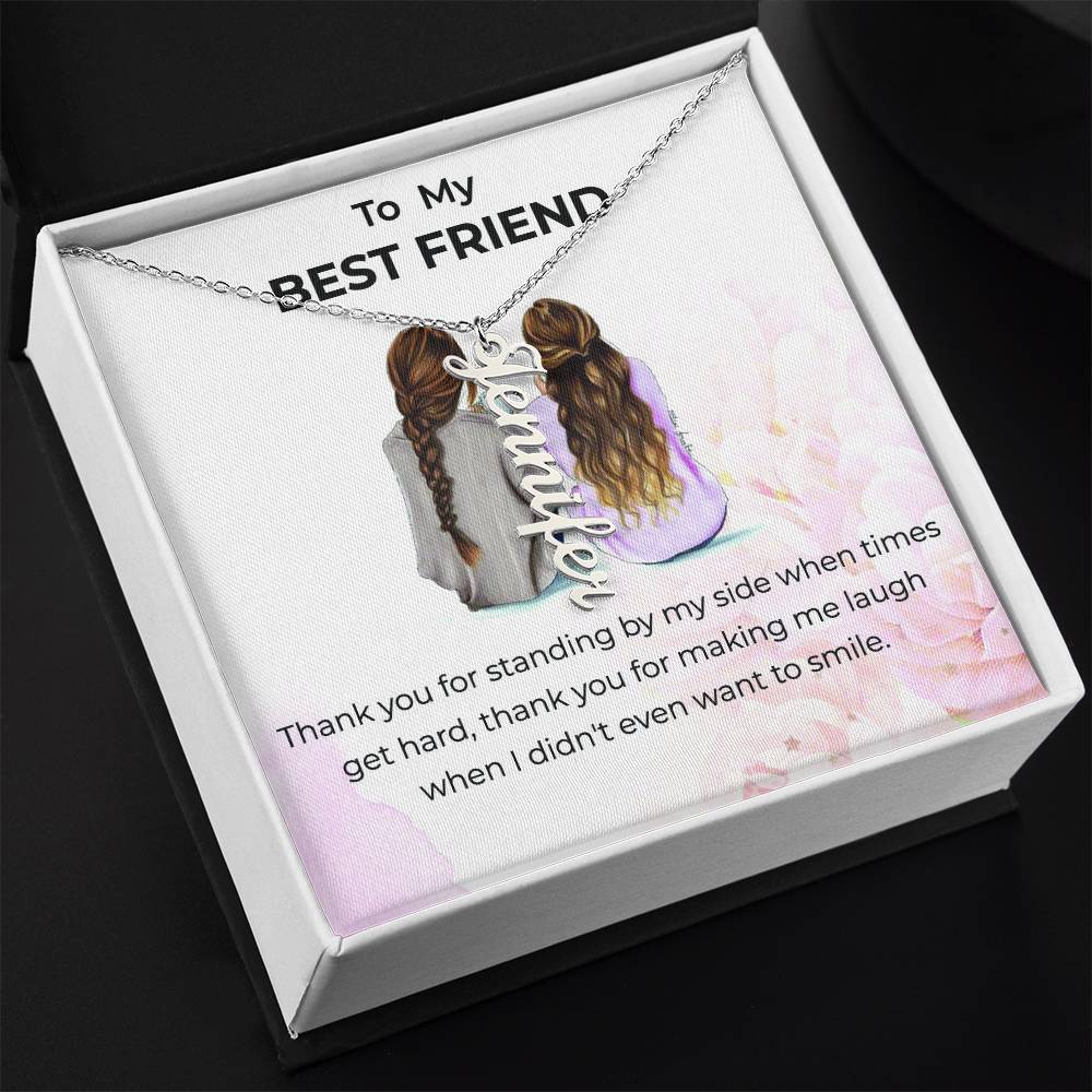 Vertical Name Necklace | To My Bestie Thank You - Personalized Necklace | Friendship Necklace