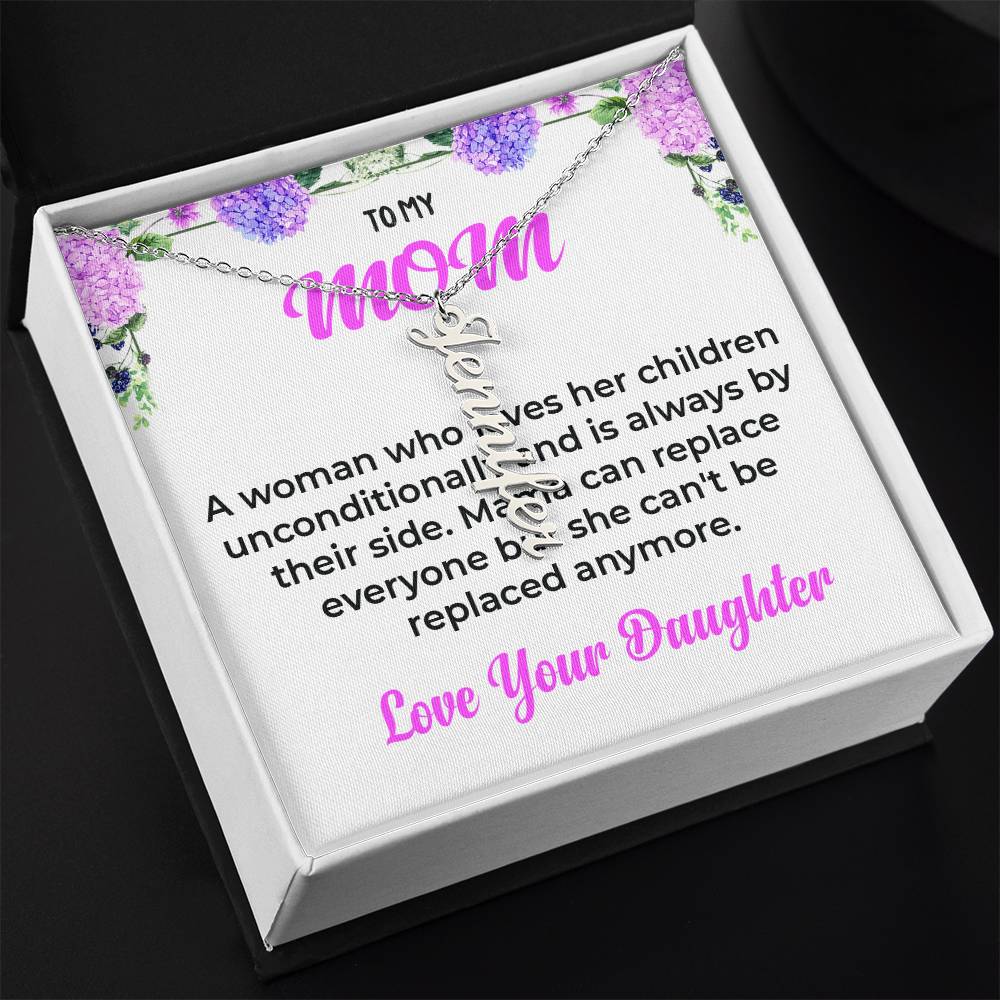 To My Mom | Vertical Name Necklace | Mother-Daughter Bond Necklace Gift from Daughter